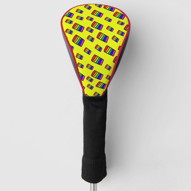Couvre-club De Golf Funky Neon Rainbow Block Motif (Devant)