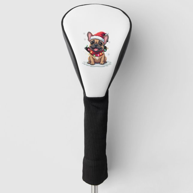 Couvre-club De Golf Funny French Bulldogs Christmas Santa Hat Lights S (Devant)