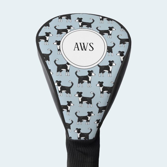 Couvre-club De Golf Gallois frontière Collie Sheepdog Motif Monogramme (Fun Welsh Border Collie sheep dog pattern personalized monogram initial golf head cover)