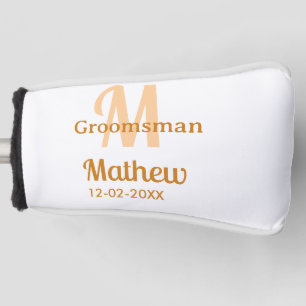 Couvre-club De Golf garçon d'honneur orange nom lettre date pastel mas