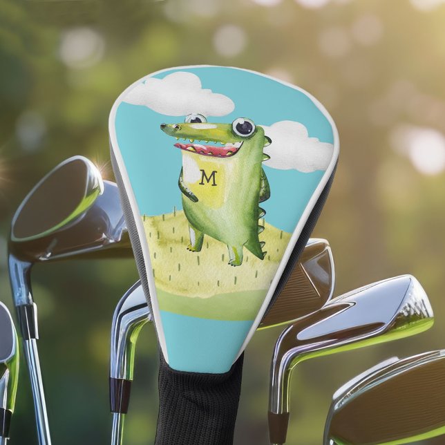Couvre-club De Golf Gator mignon avec votre monogramme (Personalize with your monogram initial.)