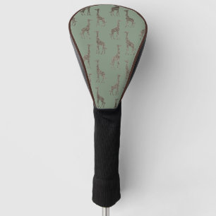 Couvre-club De Golf Giraffe d'or sur Sage Green  