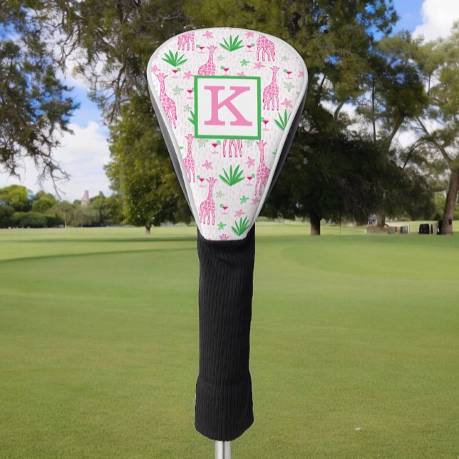 Couvre-club De Golf Giraffe rose Preppy Monogramme cosmopolite (Créateur téléchargé)