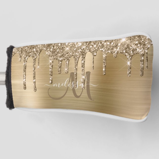 Couvre-club De Golf Girly Gold brossé Metal Driving Nom de la Parties  (Devant)