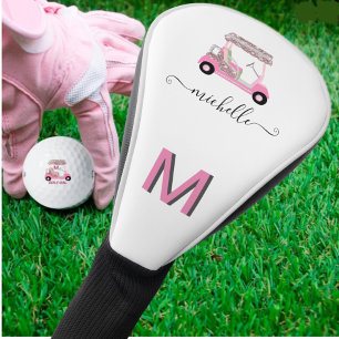 Couvre-club De Golf Glam Glitz Monogram Rose Gold Diamond Panier
