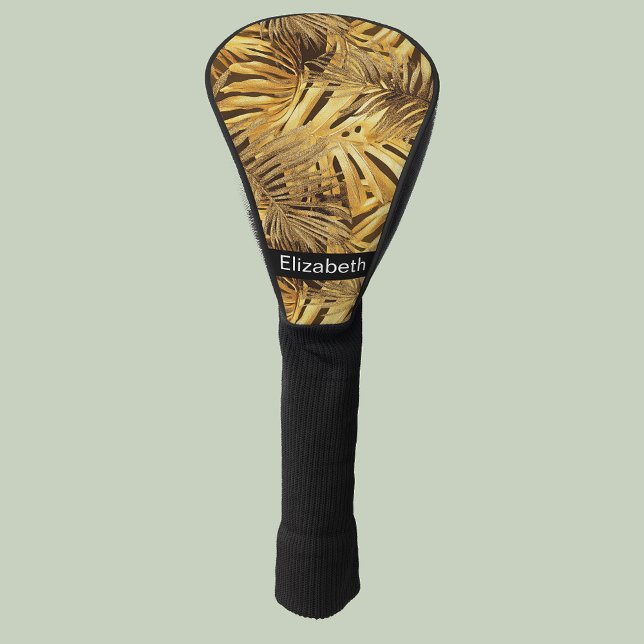 Couvre-club De Golf Glam Gold Tropical Leaves Personalized (Créateur téléchargé)