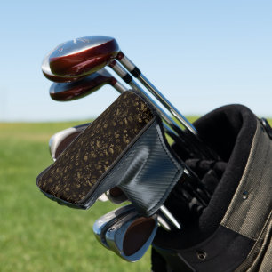 Couvre-club De Golf Glam or feuille motif brun