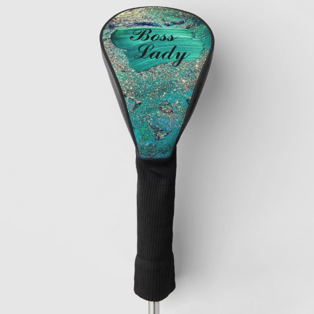 Couvre-club De Golf Glittery Aqua Peinture Strots Boss Lady (Devant)