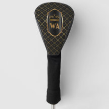 Gold Black Monogram Golf Head Coque