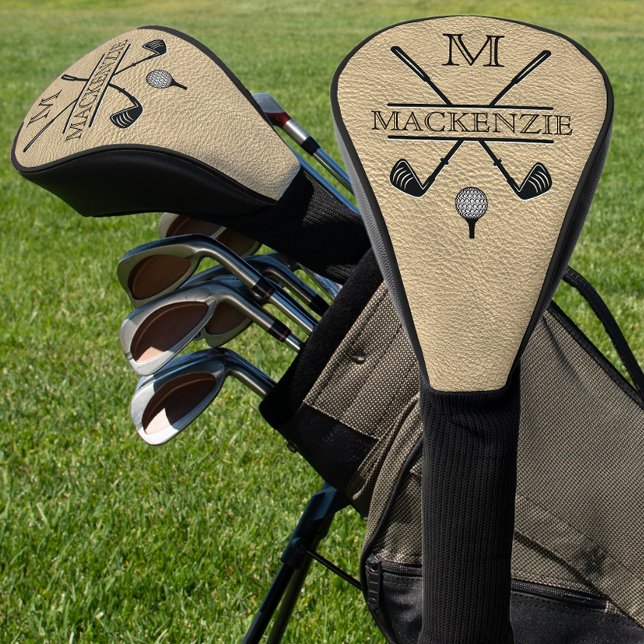 Couvre-club De Golf Gold Monogram Initial Name  (Créateur téléchargé)
