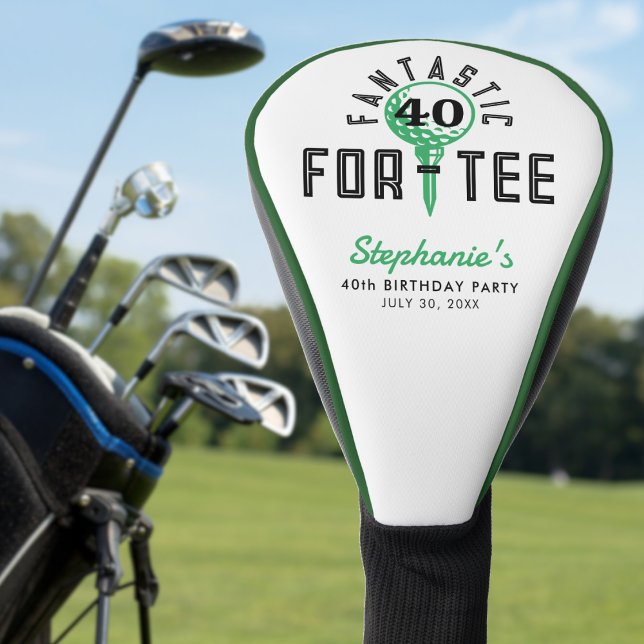 Couvre-club De Golf Golf 40e anniversaire Fantastique pour le tee blan (Golf 40th Birthday Party Fantastic For-Tee White Golf Head Cover
)