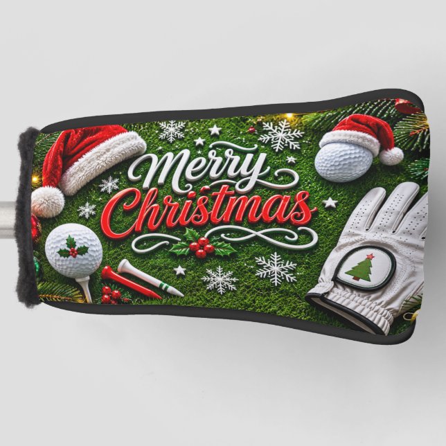 Couvre-club De Golf Golf sur thème de Noël sur gazon vert (Devant)