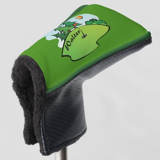 Couvre-club De Golf Golf Vert avec Drapeau et Boule (Devant 3/4)