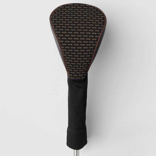 Couvre-club De Golf Golfer Name Elegant Classy Motif Noir (Devant)