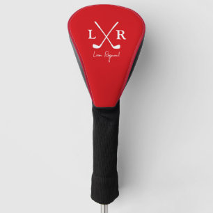 Couvre-club De Golf Golfeurs monogramme joueur de golf rouge