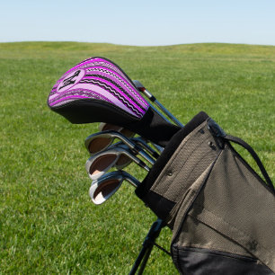 Couvre-club De Golf Golfing Purple Stripes Personnalisé Monogramme