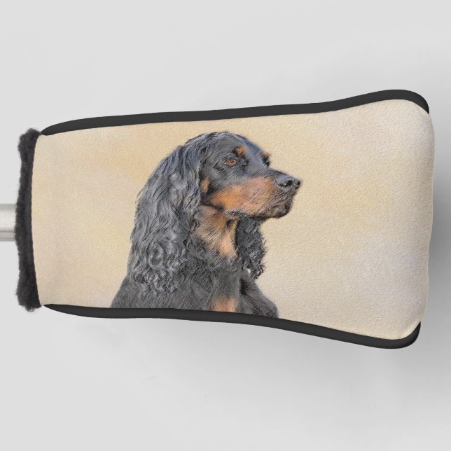 Couvre-club De Golf Gordon Setter Peinture - Joli art original chien (Devant)