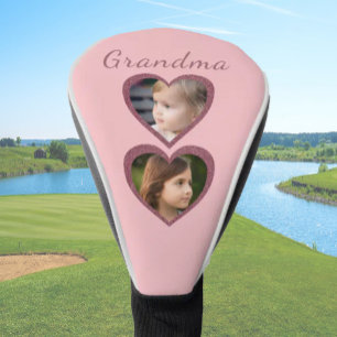 Couvre-club De Golf Grand-mère Coeurs roses 2 Petits-enfants Photo Col