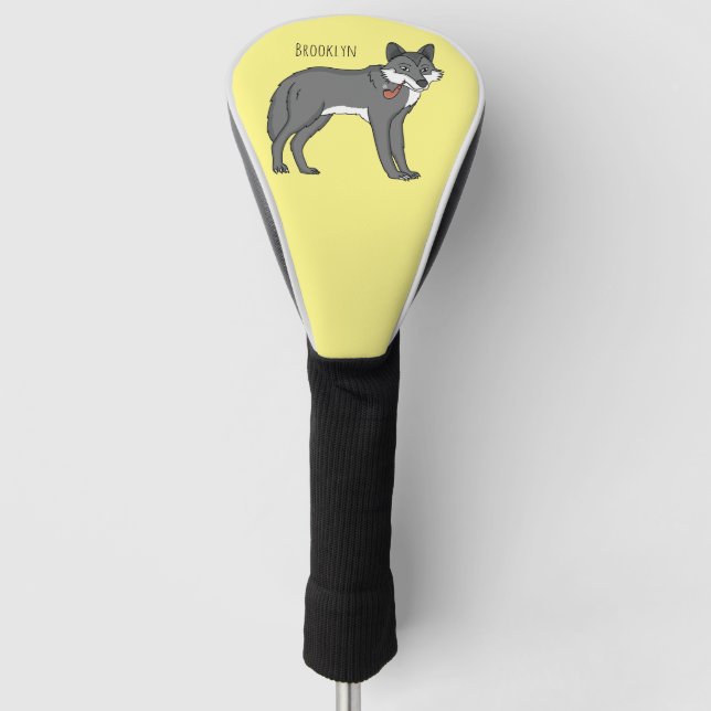 Couvre-club De Golf Gray wolf with pipe cartoon (Devant)
