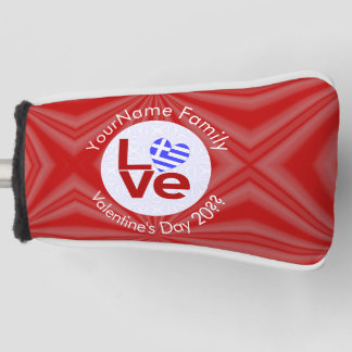 Couvre-club De Golf Grec Red LOVE Coeur Drapeau personnalisé