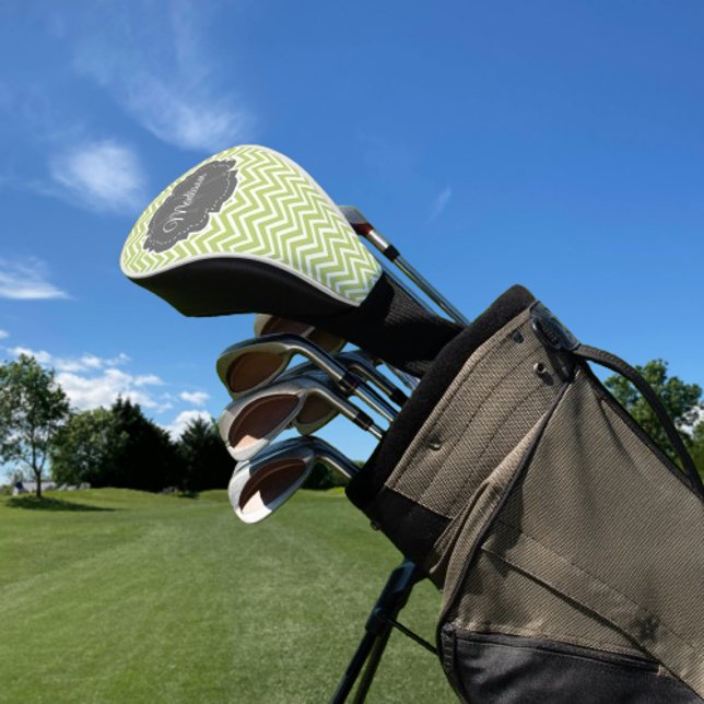 Couvre-club De Golf Green Chevron Personnalisé Golf Head Cover (Green Chevron Personalized Golf Head Cover)