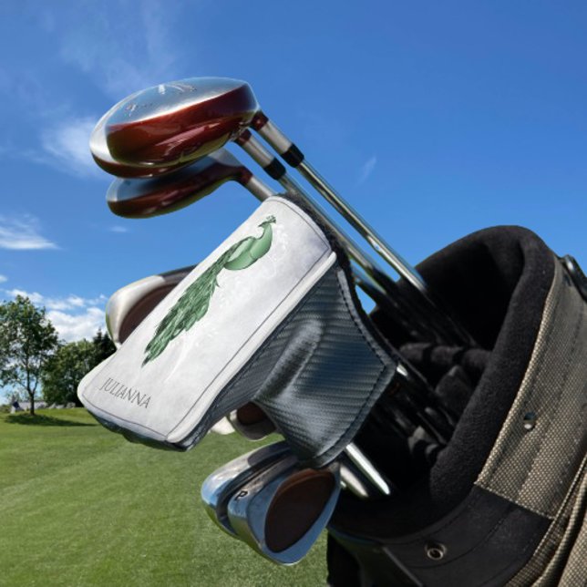 Couvre-club De Golf Green Elegant Peacock Golf Head Cover (Green Elegant Peacock Personalized Golf Head Cover)