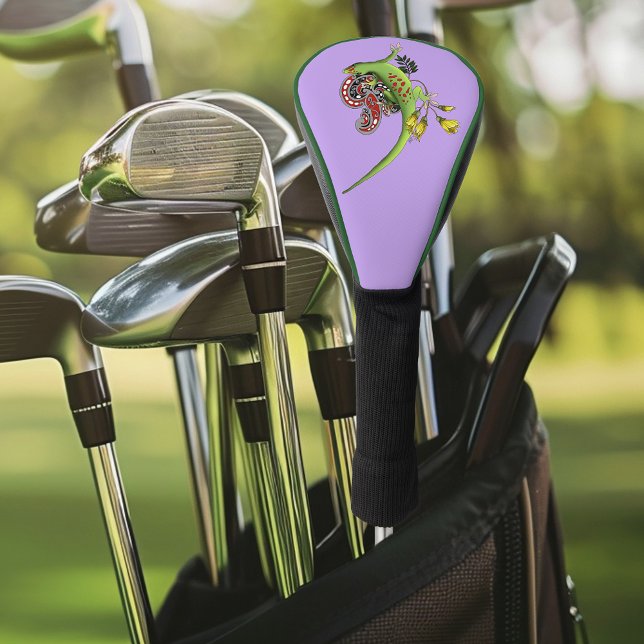 Couvre-club De Golf Green Gecko Tribal Purple (Créateur téléchargé)