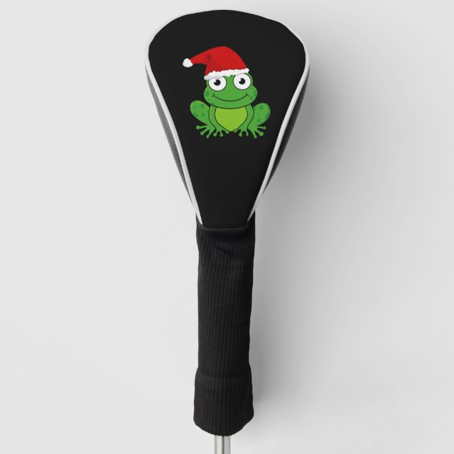 Couvre-club De Golf Grenouille de Noël avec chapeau de Père Noël (Devant)