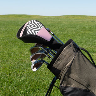Couvre-club De Golf Grey Zigzag, Grey Chevron, Rose, Votre Nom