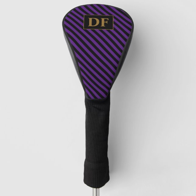 Couvre-club De Golf Grilles violettes/noires Monogrammes (Devant)