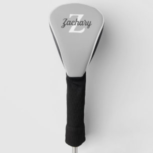 Couvre-club De Golf Gris Charbon Blanc Rétro Monogramme Personnalisé