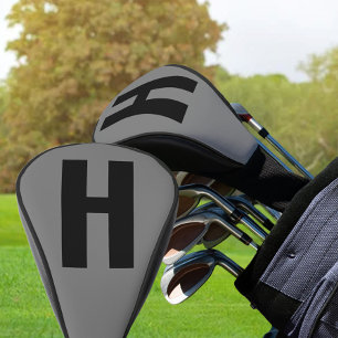 Couvre-club De Golf Gris et noir minimalistes initiaux surdimensionné