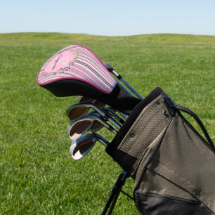 Couvre-club De Golf Gris et rose Motif, Fleurs, Personnalisé