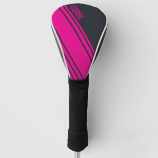 Couvre-club De Golf Gris et rose solides personnalisables