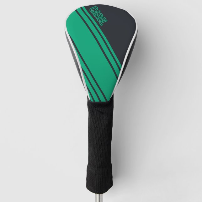 Couvre-club De Golf Gris solide et vert personnalisable (Devant)