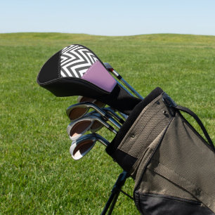 Couvre-club De Golf Gris Zigzag, Gris Chevron, Motif Zigzag, Violet