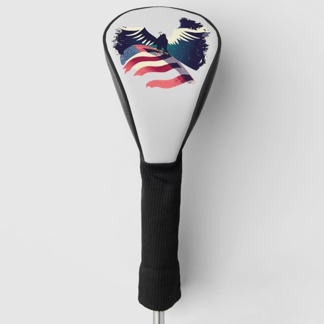 Couvre-club De Golf Grungy American Flag Bald Eagle (Devant)