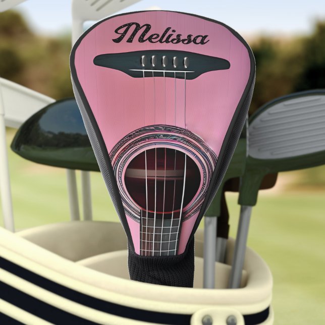 Couvre-club De Golf Guitare Acoustique rose Nom de l'instrument (pink acoustic guitar golf head cover)