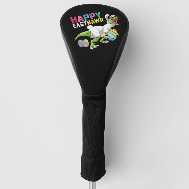 Couvre-club De Golf Happy Easttrawr T Rex Dinosaur Easter Bunny Egg (Devant)