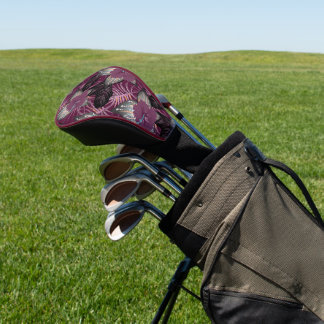 Couvre-club De Golf Hibiscus floral de Bourgogne tropicale