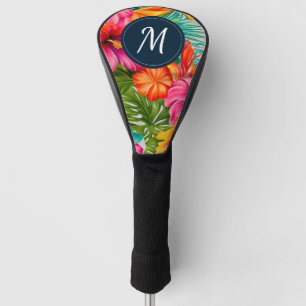 Couvre-club De Golf Hibiscus floral tropical Monogramme