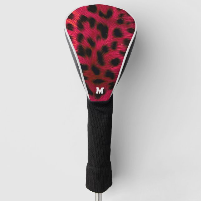 Couvre-club De Golf Hot Pink Leopard Print Faux  (Devant)