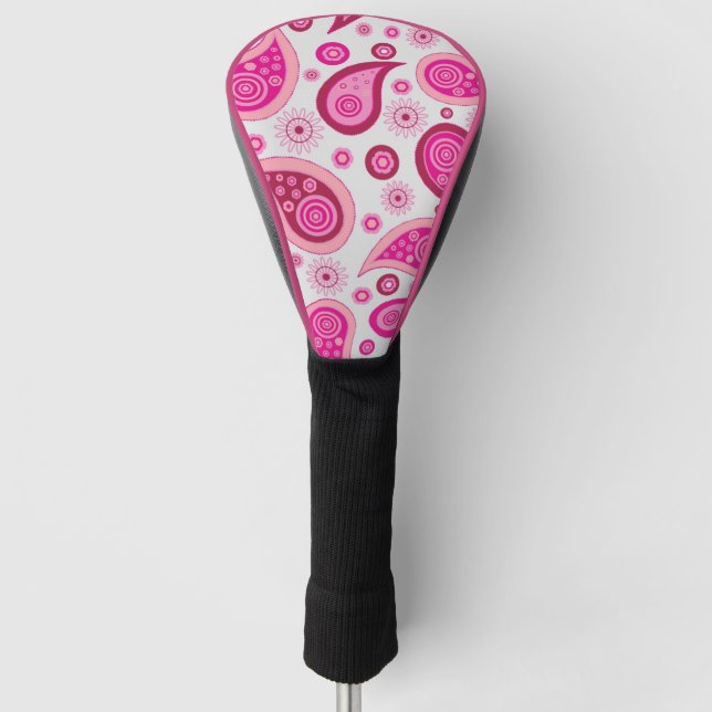 COUVRE-CLUB DE GOLF HOUSSE DE DRIVER DE GOLF BOHO PAISLEY ROSE (Devant)