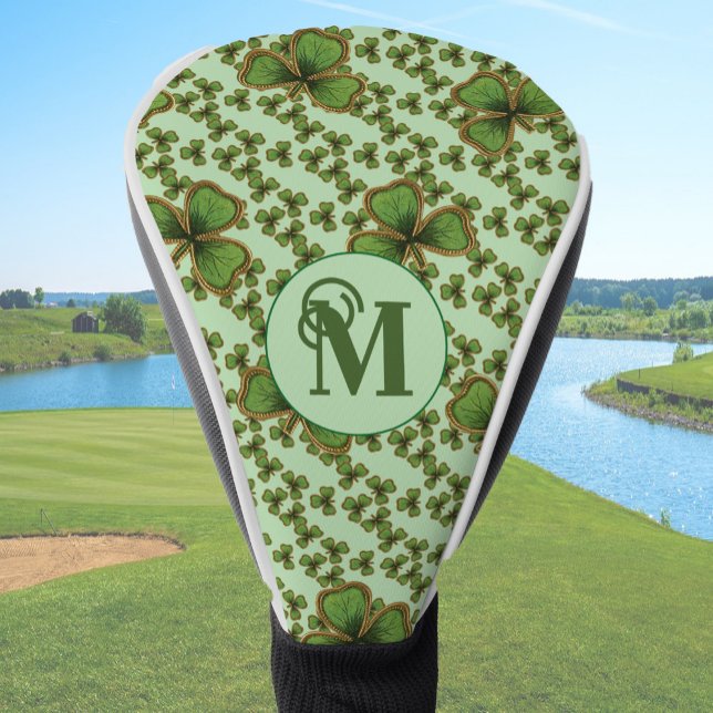 Couvre-club De Golf Housse de tête de driver Trèfle Vert avec Trèfles  (Créateur téléchargé)