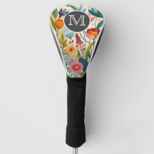 Housse de tête de golf à l'aquarelle Boho Fleur Sa