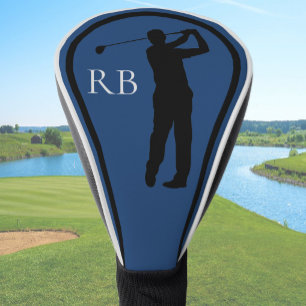 Couvre-club De Golf Housse de tête de golf à monogramme bleu moderne p