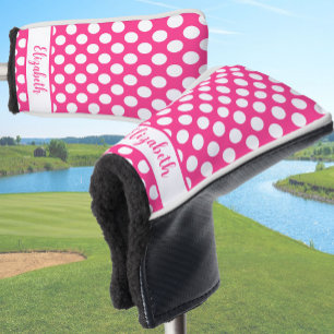 Couvre-club De Golf Housse de tête de golf à pois rose vif personnalis