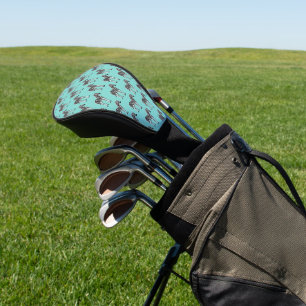 Couvre-club De Golf Housse de tête de golf bleu sarcelle zèbre
