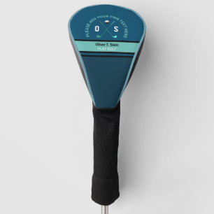 Couvre-club De Golf Housse de tête de golf bleue avec nom de golfeur