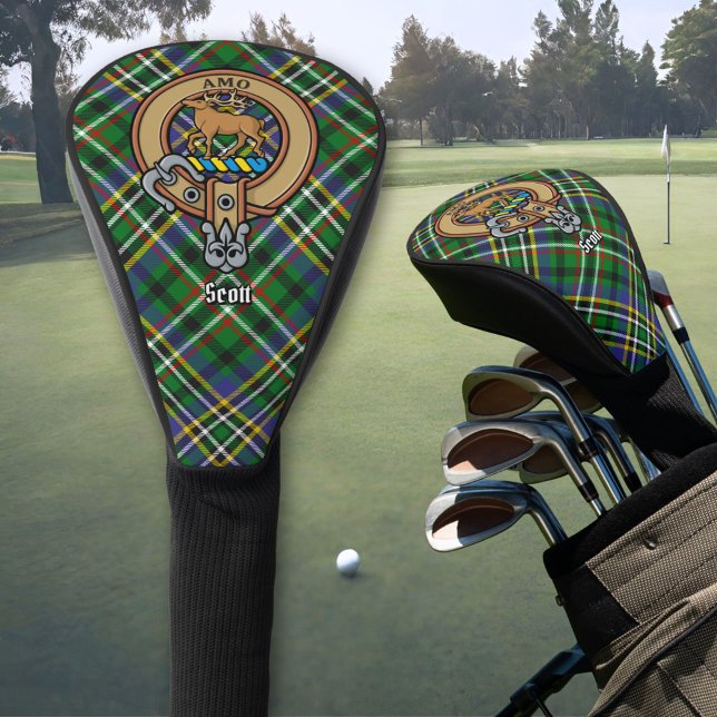 Couvre-club De Golf Housse de tête de golf Clan Scott Crest sur tartan (Créateur téléchargé)